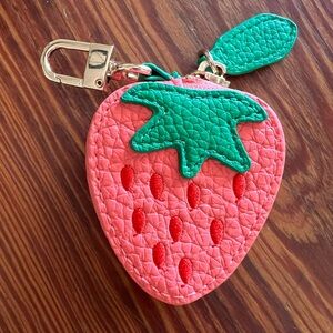 Cutest Strawberry bag charm, air tag holder, coin purse. Never used! NWOT